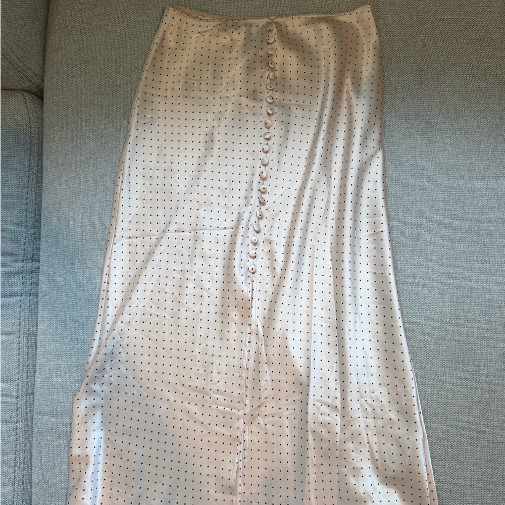 Topshop Cream Polka Dot Pencil Skirt